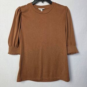 Lucky Brand Rust Brown Puff Sleeve Top S